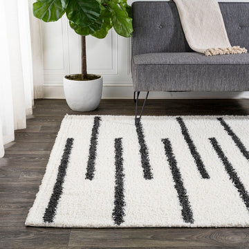 Alaro Berber Stripe Shag Area Rug